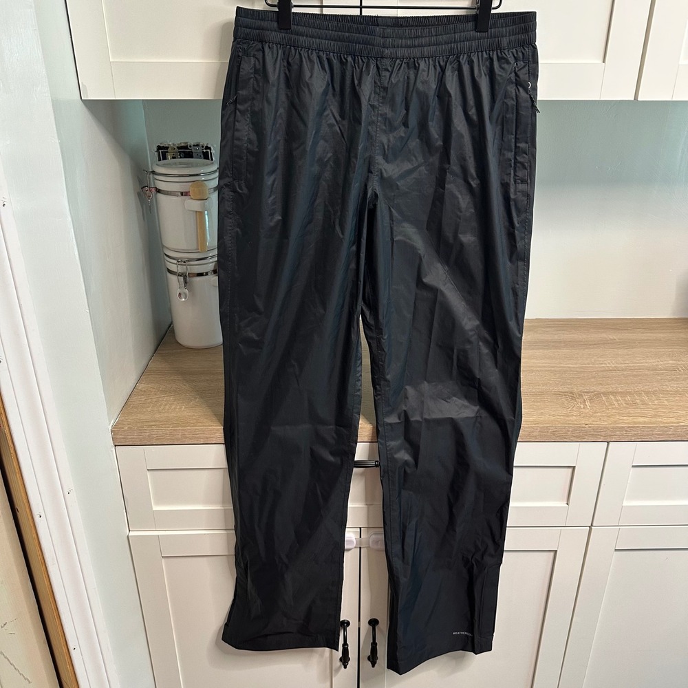 Eddie Bauer Rain Pants Women Size M Black WeatherEdge Waterproof Ripstop Hiking
